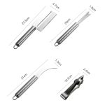 2 Sätze 4 in 1 Edelstahl Ananasmesser Fruchtmesser Zuckerrohrschäler – Bild 5