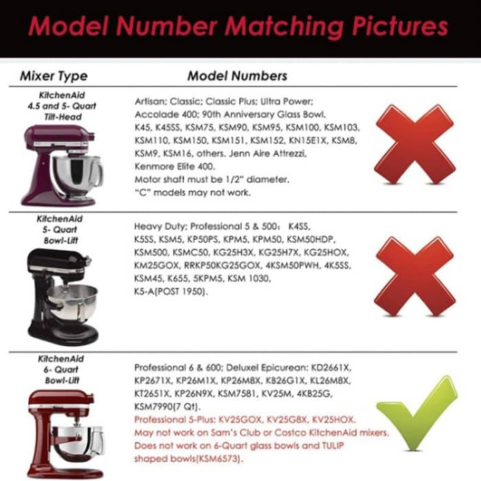 Für KitchenAid 6QT Standmixer, flexibler Schneebesen, KA-6T – Bild 6