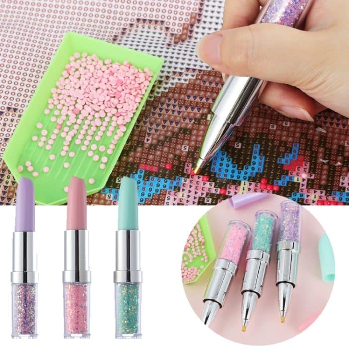 3 Stück Lippenstift Styling 5D Diamanten Malstifte Stickerei Nähzubehör, Diamonds Painting Pens – Bild 1