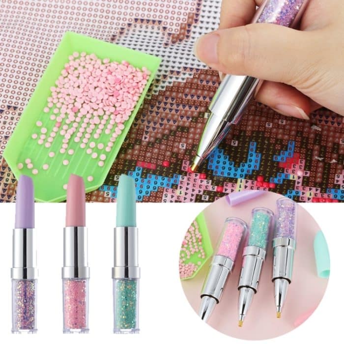 3 Stück Lippenstift Styling 5D Diamanten Malstifte Stickerei Nähzubehör, Diamonds Painting Pens – Bild 6
