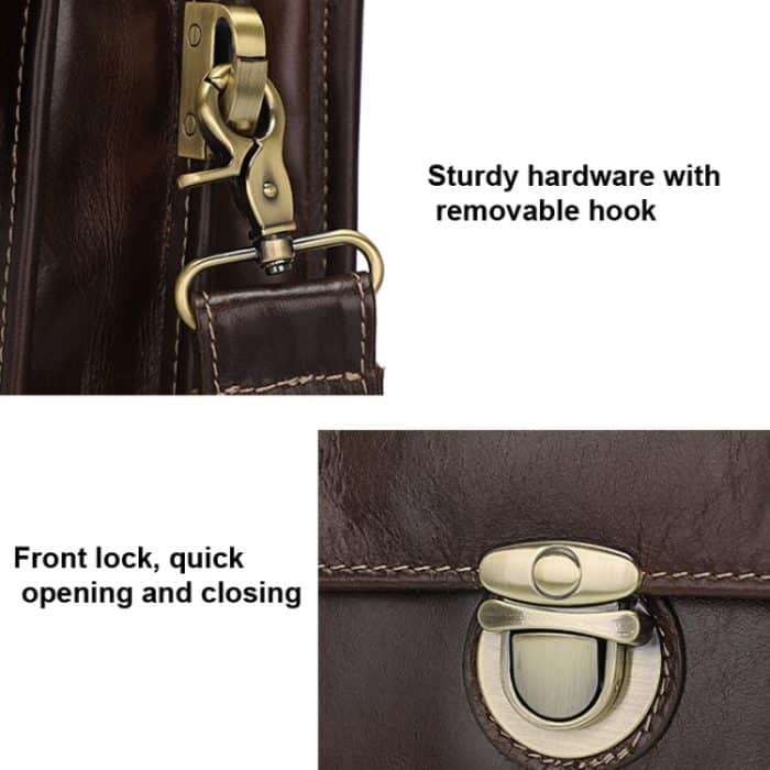 Herren Retro-Aktentasche aus Rindsleder, multifunktionale Laptoptasche für 15,6-Zoll-Computer – Bild 5