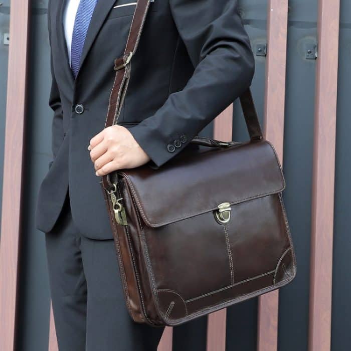 Herren Retro-Aktentasche aus Rindsleder, multifunktionale Laptoptasche für 15,6-Zoll-Computer – Bild 6