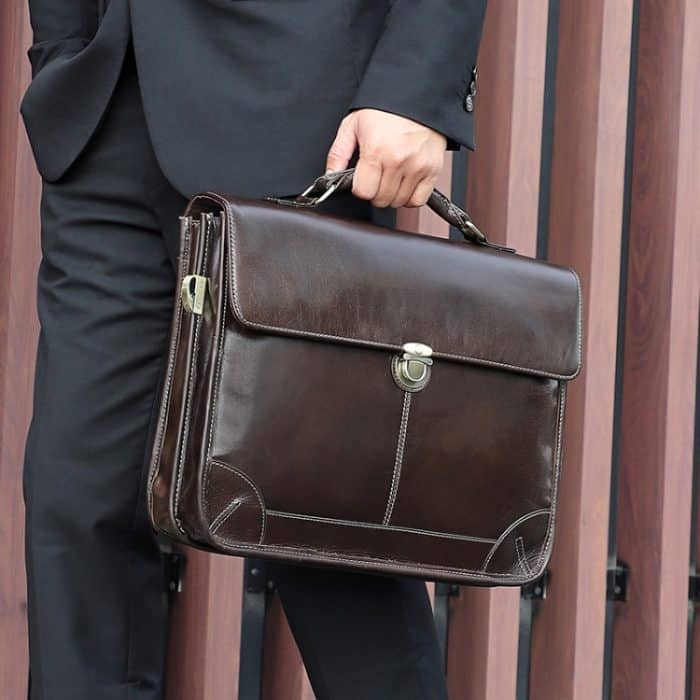 Herren Retro-Aktentasche aus Rindsleder, multifunktionale Laptoptasche für 15,6-Zoll-Computer – Bild 7