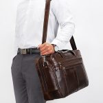 Männer Retro Öl Wachs Leder Handtasche 17 Zoll Computer Tasche Schulter Diagonal Aktentasche – Bild 6