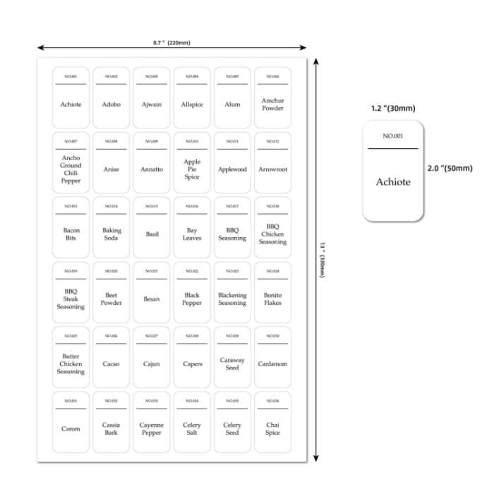 216 Stück Gewürzglas-Etikettenaufkleber, wasserfest, ölbeständig, Küchengewürzglas-Etikett – Bild 3