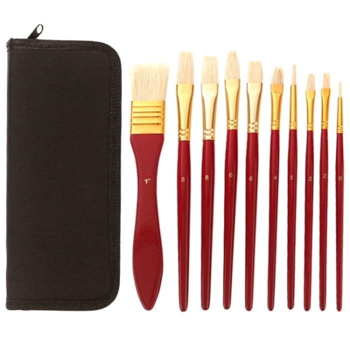 Zhu Ting 10 Teile/satz Holzgriff Borsten Ölgemälde Gouache Set, 10PCS/Set – Bild 1