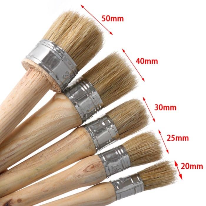 20 Stück Pinsel mit rundem Kopf und langem Griff, Borsten und Holzgriff, Durchmesser:, 20mm, 25mm, 30mm, 40mm, 50mm – Bild 3