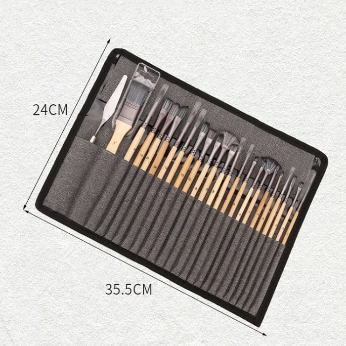 24-in-1 Nylon-Wollpinsel, Leinwand-Aufbewahrungsbeutel-Set, Ölgemälde, Gouache, Aquarellpinsel, 24 In 1 Oil Painting – Bild 3