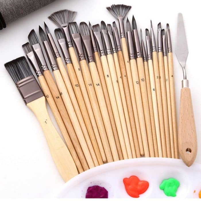 24-in-1 Nylon-Wollpinsel, Leinwand-Aufbewahrungsbeutel-Set, Ölgemälde, Gouache, Aquarellpinsel, 24 In 1 Oil Painting – Bild 6