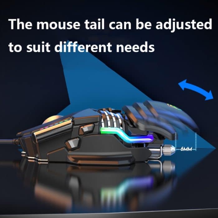 Taijia P3 6 Tasten RGB-Beleuchtung, verstellbare kabelgebundene Maus, Black, White – Bild 3