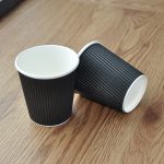 Einweg-Kaffeetasse aus verdickter, verbrühungssicherer Wellpappe, 100 PCS 8oz Classic Black