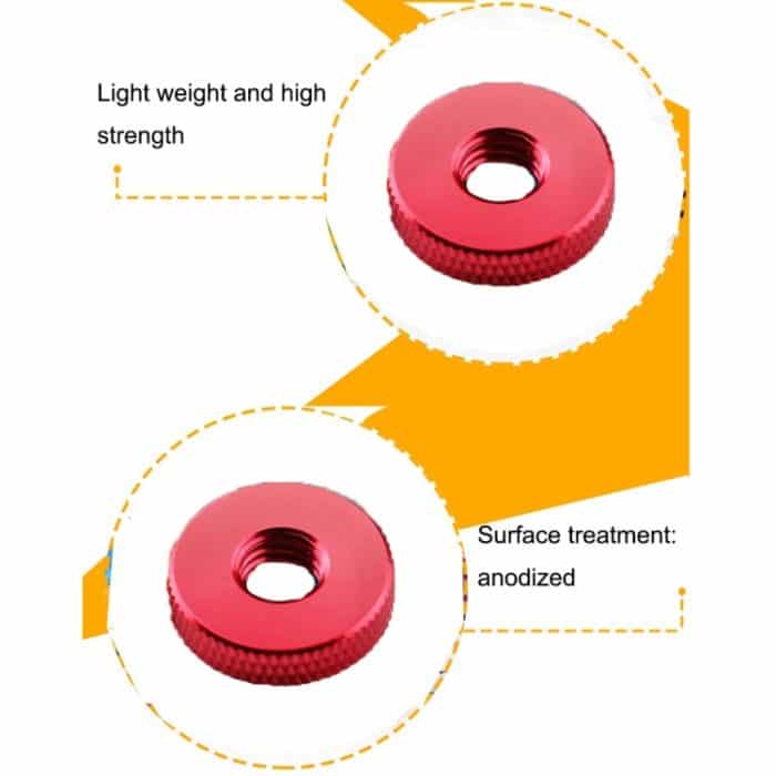 10 Stück gerändelte einlagige handfeste Mutter aus Aluminiumlegierung, dünne kleine Stufenmutter, M3-D11x3Red, M4-D12x3Red, M5-D16x4Red, M6-D20x5Red, M8-D20x6Red, M10-D20x8Red, M10-D30x8Red – Bild 5