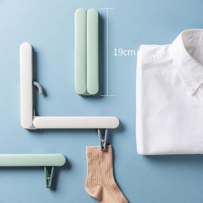 2 Stück Reise-Klappbügel, tragbarer Wäscheständer mit kleinen Klammern, Green, Blue, Flesh Color, Gray – Bild 3
