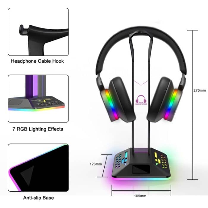 Dual-USB-RGB-Farbwechsel-Gaming-Headset-Ständer – Bild 3