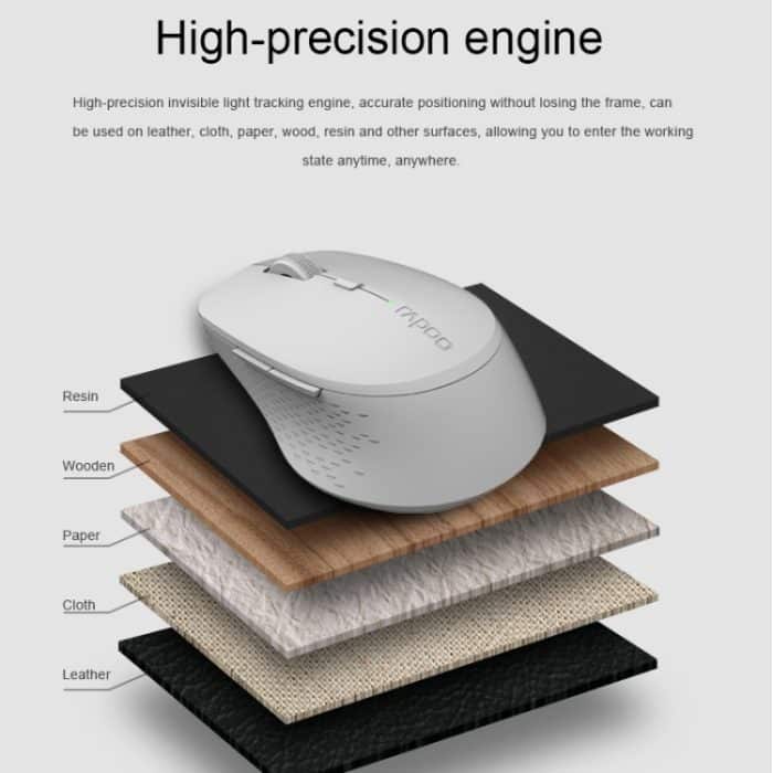 Rapoo M300G 1600DPI 3 Tasten Laptop Büro Silent Wireless Bluetooth Maus, Deep Gray, Blue, Light Gray – Bild 5