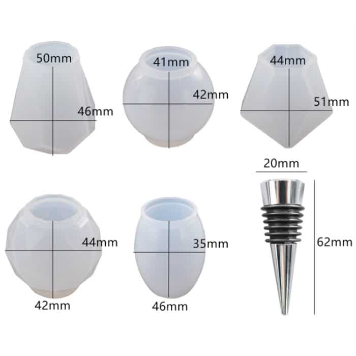 DIY Kristall-Epoxidharz-Rotweinstopfen-Silikonform, Stil:, Five Molds, 5 Molds+5 Red Wine Plug – Bild 2