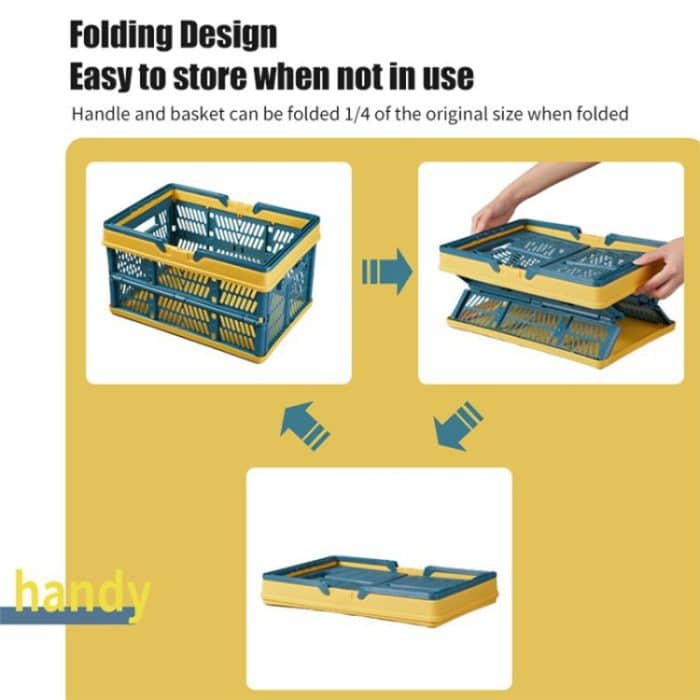 Faltbarer Picknickkorb, Supermarkt-Einkaufskorb, Größe: 25 x 30,5 x 44 cm, Green Coffee, Blue Gray, Coffee With Beige – Bild 4