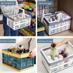 Faltbarer Picknickkorb, Supermarkt-Einkaufskorb, Größe: 25 x 30,5 x 44 cm, Green Coffee, Blue Gray, Coffee With Beige – Bild 6