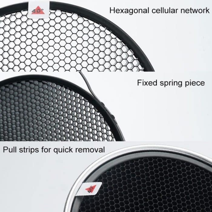 GODOX SN1002 Honeycomb Mesh Reflector Light Effect Zubehör für 17 cm Standardabdeckung, Dichte:, 10°, 20°, 30°, 40°, 50°, 60° – Bild 4