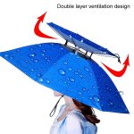 Doppelschichtiger Angel-Regenschirm-Hut, Sonnenschutz im Freien und regenfester, faltbarer Regenschirm-Hut, 95 Blue (Elastic Band), 95 Silver (Elastic Band), 95 Blue (Rubber Sleeve), 95 Silver (Rubber Sleeve), 80 Blue, 80 Camellia... – Bild 5