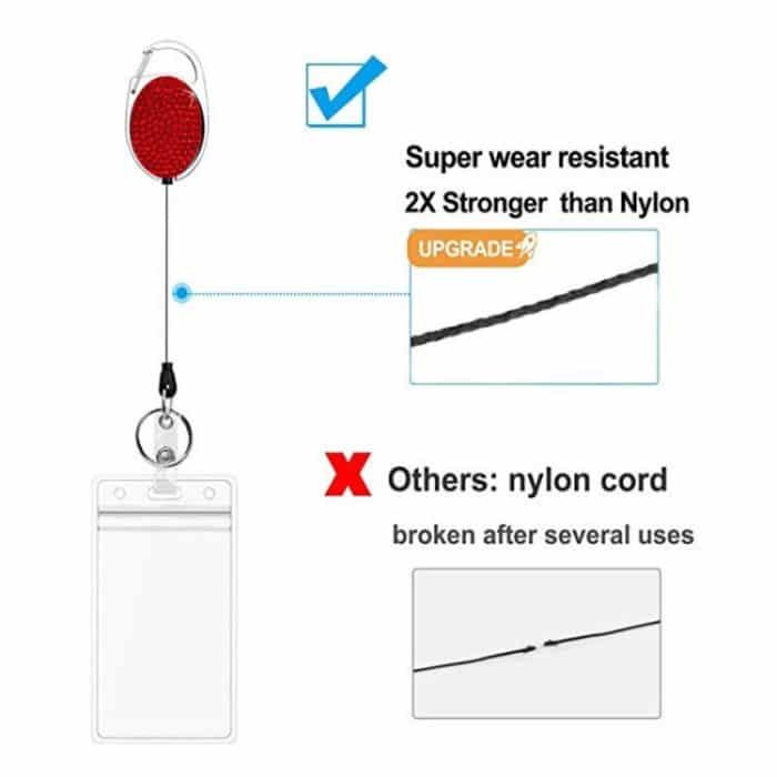 Keramik-Ton-Zugschnalle, einziehbare Schlüsselanhänger-Dokumentenschnalle aus Metall, Light Green, Shiny Black, Lake Blue, Deep Blue, Red, Black, White, Pink, AB – Bild 6