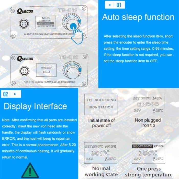 QUECOO 1,3-Zoll-Display-Lötstation mit Griff, EU Plug (Q19+P9), EU Plug (Q19+M8), EU Plug (Q19+907), US Plug (Q19+P9), US Plug (Q19+M8), US Plug (Q19+907) – Bild 7