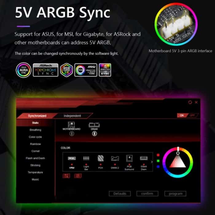 ARGB-Chassis-Lichtleiste, dekorativer Silikon-LED-Lampenstreifen für Computer, Y360 Round – Bild 7