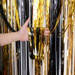 2 Stück schwarze und goldene Regenvorhänge für Festivals, Partys, Dekoration, Requisiten, 1x1M, 1x2M, 1x2.5M, 1x3M, 1x4M