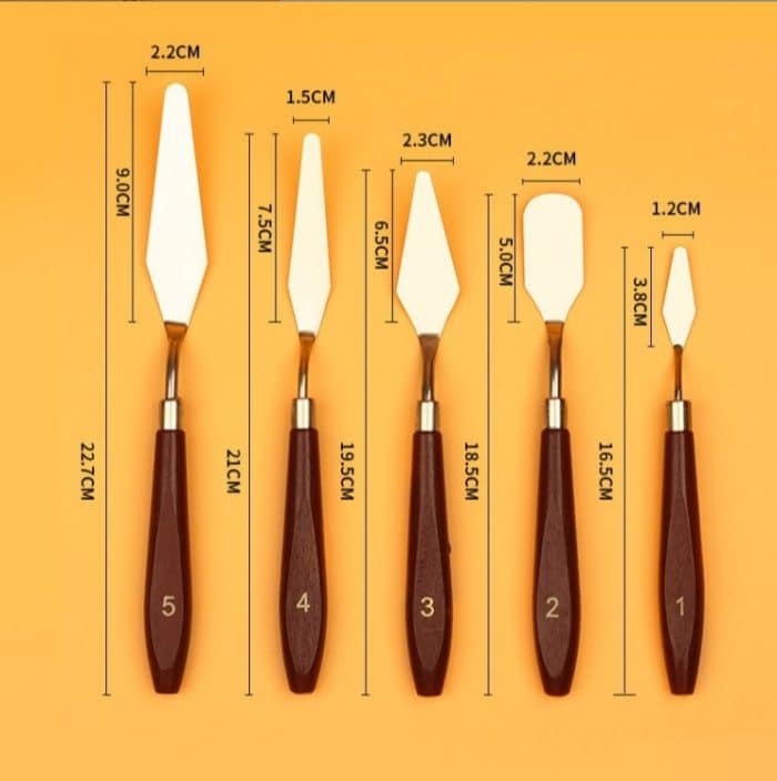 Acrylmalerei-Gouache-Farbmesser, 10 PCS Plastic Handle 1, 10 PCS Plastic Handle 2, 10 PCS Plastic Handle 3, 10 PCS Plastic Handle 4, 10 PCS Plastic Handle 5, 1 Sets/5PCS Plastic Handle, 10 PCS Wooden Handle 1, 10 PCS Wooden Handle 2... – Bild 3