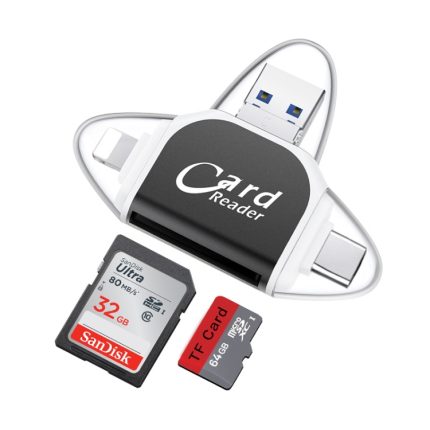 R015 USB2.0 & Micro USB+8Pin+Typ-C 4-in-1-Kartenleser unterstützt SD/TF-Karte, R015 Black, R015 Rose Gold