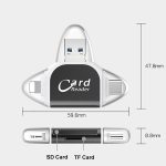 R015 USB2.0 & Micro USB+8Pin+Typ-C 4-in-1-Kartenleser unterstützt SD/TF-Karte, R015 Black, R015 Rose Gold – Bild 6