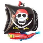 5PCS Piratenschiff Ballon Cartoon Halloween Aluminium Film Ballon, Black, Red, Red Black