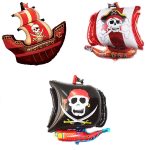 5PCS Piratenschiff Ballon Cartoon Halloween Aluminium Film Ballon, Black, Red, Red Black – Bild 2