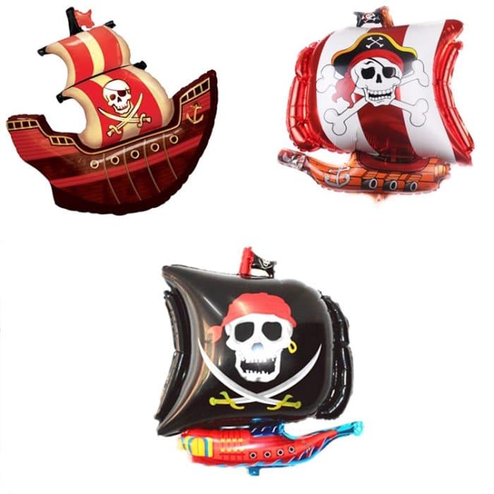 5PCS Piratenschiff Ballon Cartoon Halloween Aluminium Film Ballon, Black, Red, Red Black – Bild 2