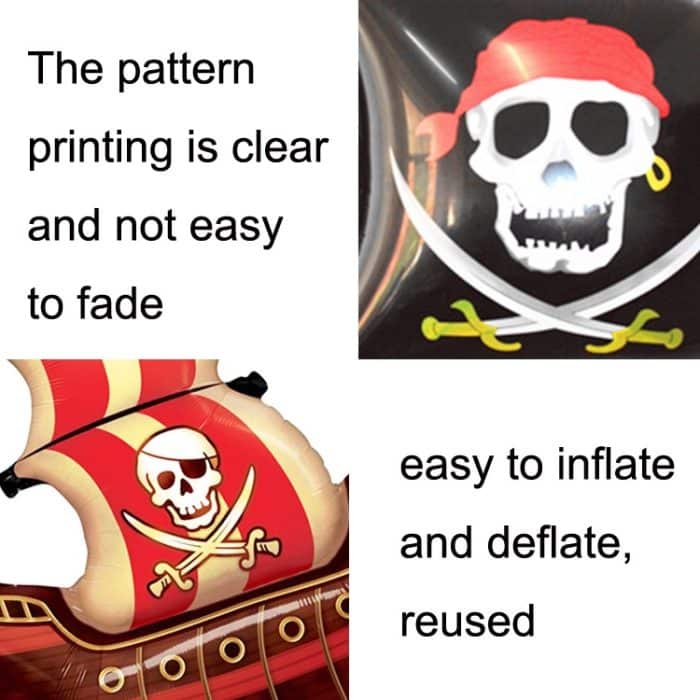 5PCS Piratenschiff Ballon Cartoon Halloween Aluminium Film Ballon, Black, Red, Red Black – Bild 3