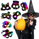 8 PCs/Set Halloween Scratch Paper Maskenspielzeug für Kinder