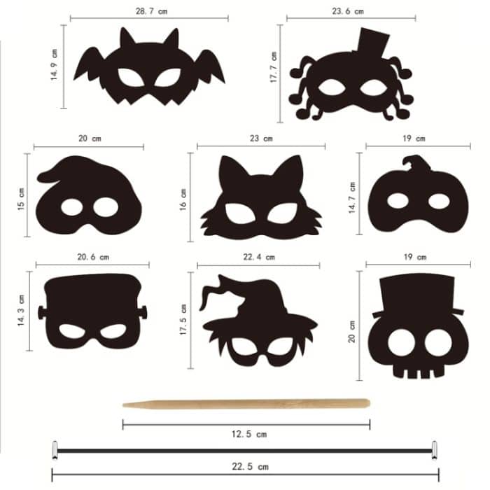 8 PCs/Set Halloween Scratch Paper Maskenspielzeug für Kinder – Bild 3