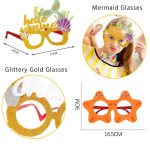 3 Stück Happy Birthday Motto-Party-Brille, Foto-Dekoration, Requisite, Form:, Mermaid, Chicken Leg, Starfish, Crab, Category, Kiss Fish, Beach, Wine Glass, Flower – Bild 3