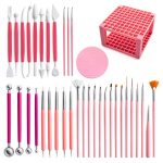 37 in 1 Töpferwerkzeug-Set umfasst Schnitzmesser & Plattenspieler & Pinsel und 96-Loch-Staffelei – Bild 2