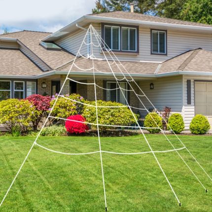Halloween Spinnennetz Dreiecksnetz Outdoor Dekoration Requisiten, 5m x4.8m, 7m x5.5m