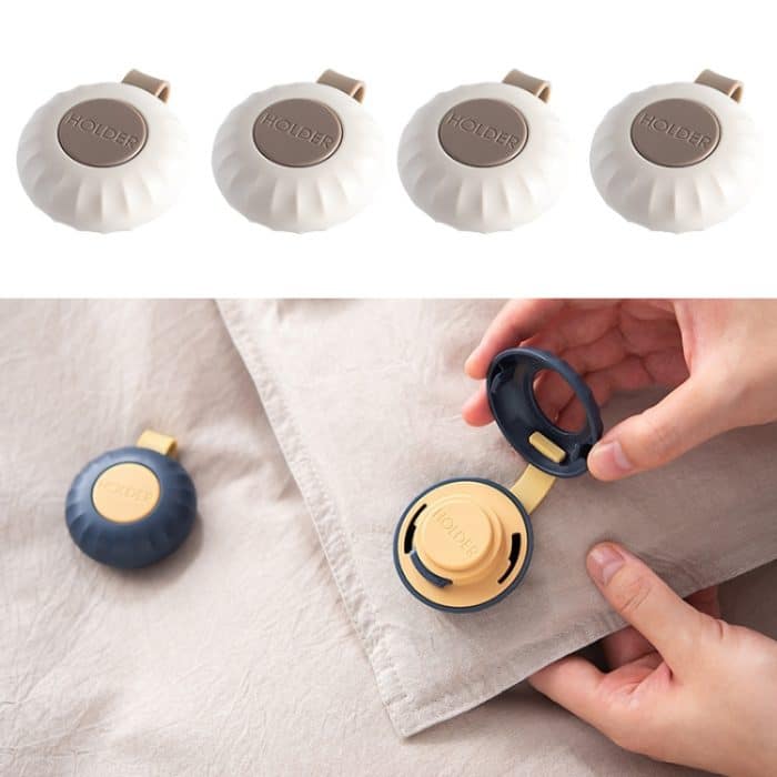 4PCS Quilt Retainer Quilt Anti-Run Fixierung Anti-Rutsch-Schnalle Traceless Retainer, Warm Gray, Silk Blue, Midnight Blue – Bild 1