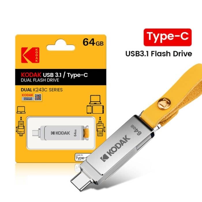Kodak K243C 2-in-1 Typ-C/USB-C + USB 3.1 Hochgeschwindigkeitsübertragungs-U-Disk, 32GB, 64GB, 128GB – Bild 7