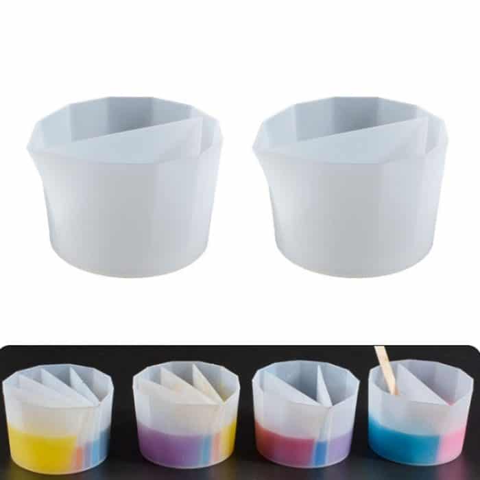 2 Stück DIY Kristall-Epoxid-Farbtrennbecher, Silikon-Tönungsbecher, Stil:, 2 PCS 2 Grid, 2 PCS 3 Grid, 2 PCS 4 Grid, 2 PCS 5 Grid – Bild 1