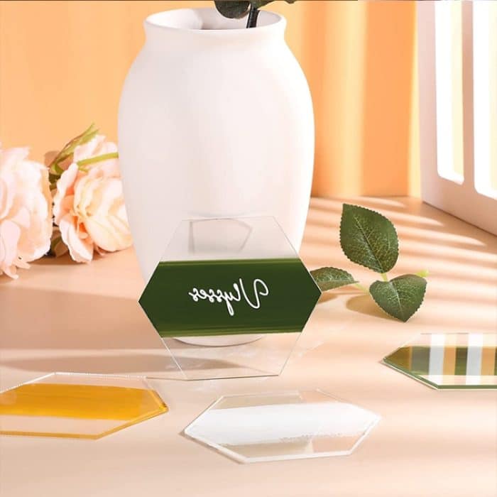 10 PCs Clear Hexagon Acryl Sitzkarte Gäste -Visitenkarte Logo Dekoration DIY Board – Bild 5