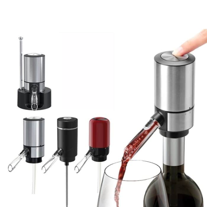 Elektrischer Rotwein-Dekanterspender, Stil:, Black ABS, Red ABS, Stainless Steel, Stainless Steel With Base – Bild 2