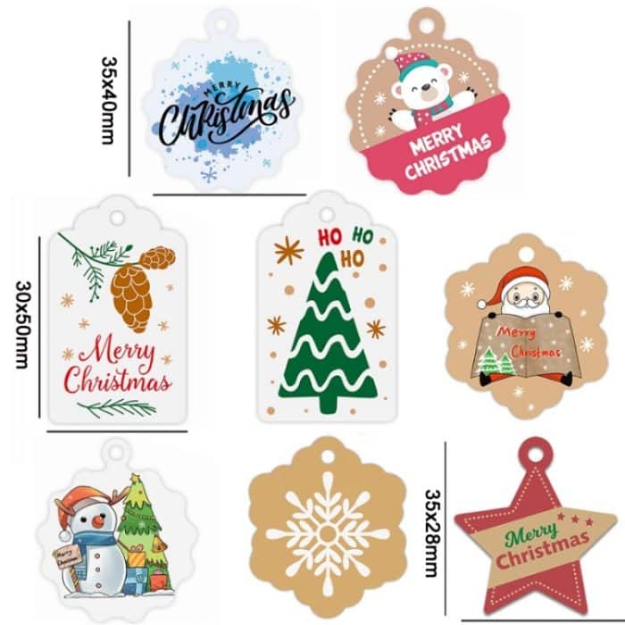 5 Packungen weihnachtliches Kraftpapieranhänger-Geschenkpapier-Kartenset, L-27, L-28, L-29, L-30, L-31, L-32, L-33, L-34 – Bild 2