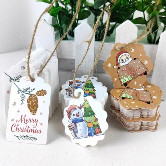 5 Packungen weihnachtliches Kraftpapieranhänger-Geschenkpapier-Kartenset, L-27, L-28, L-29, L-30, L-31, L-32, L-33, L-34 – Bild 5