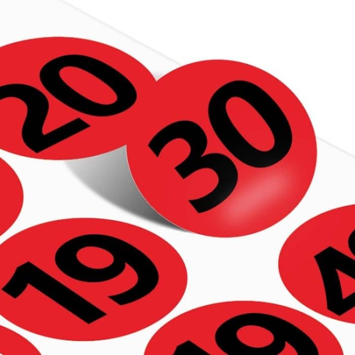 100 Stück Aufkleber für Kleidung, Schuhe, Größe und Nummer, Durchmesser:, 10mm, 13mm, 15mm, 20mm, 25mm – Bild 3