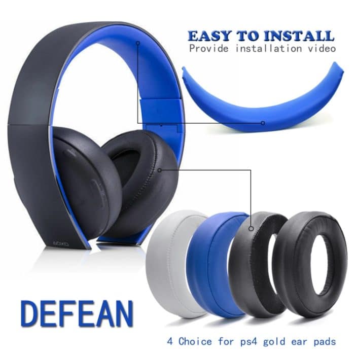 2 Stück Kopfhörer-Schwamm-Abdeckung für SONY PS3 PS4 7.1 Gold, Stil:, Black Earpads, White Earpads, Blue Headband, Blue Earpads, Velvet Earpads, Lamb Leather Earpads, Black  Headband, Cloth Fiber Earpads, Burlap Grey Earpads, Gray  Earpads – Bild 5