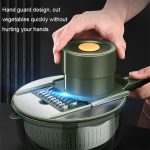 6-in-1-Gemüseschneider mit Handschutz, Wasserfilter und Aufbewahrungsfunktion, Gray, Green – Bild 5